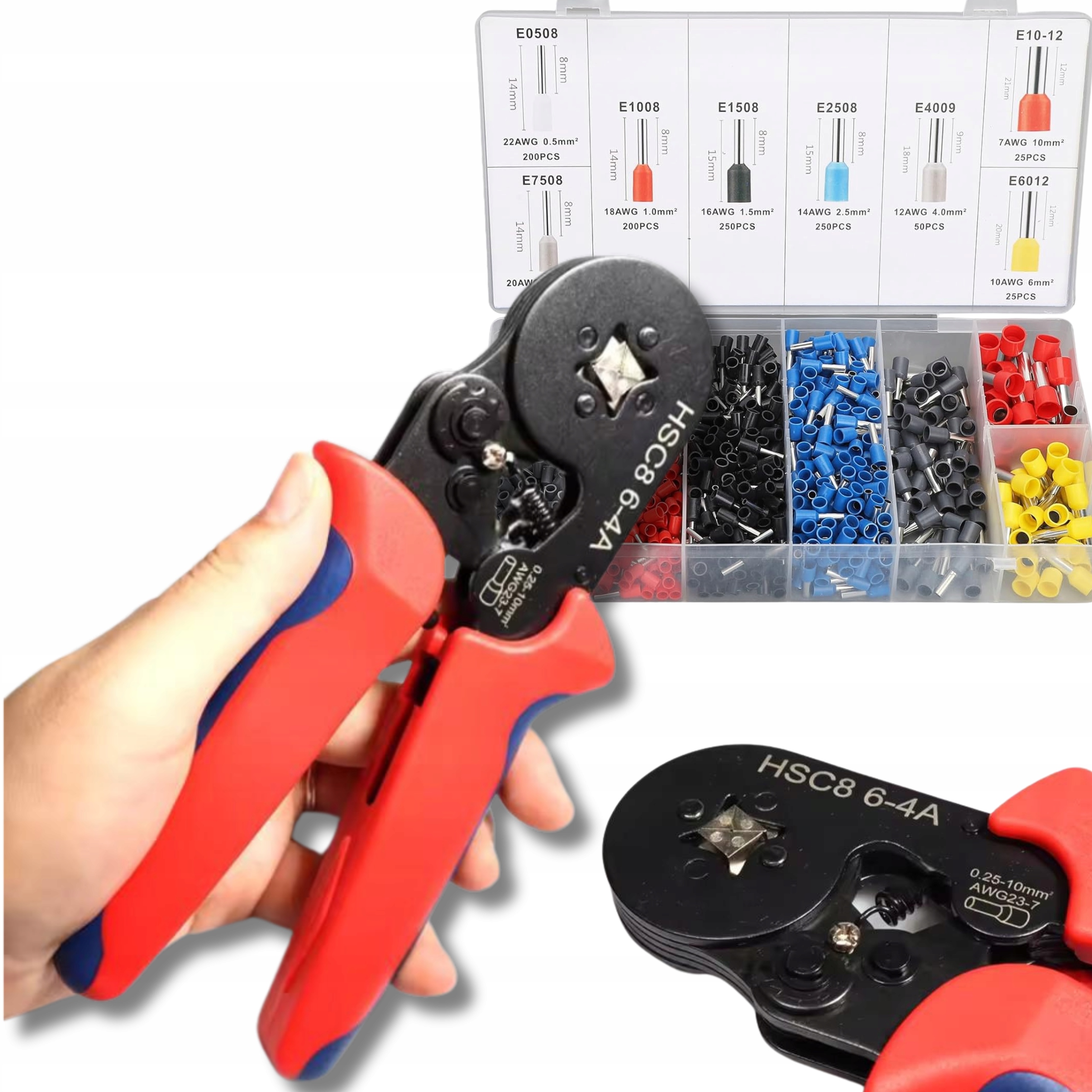 NETBUY Krimpovací stroj LISOVACÍ NÁSTROJ NA KONEKTORY 0,25-10 mm2 SADA 0,25 mm² - 10 mm²